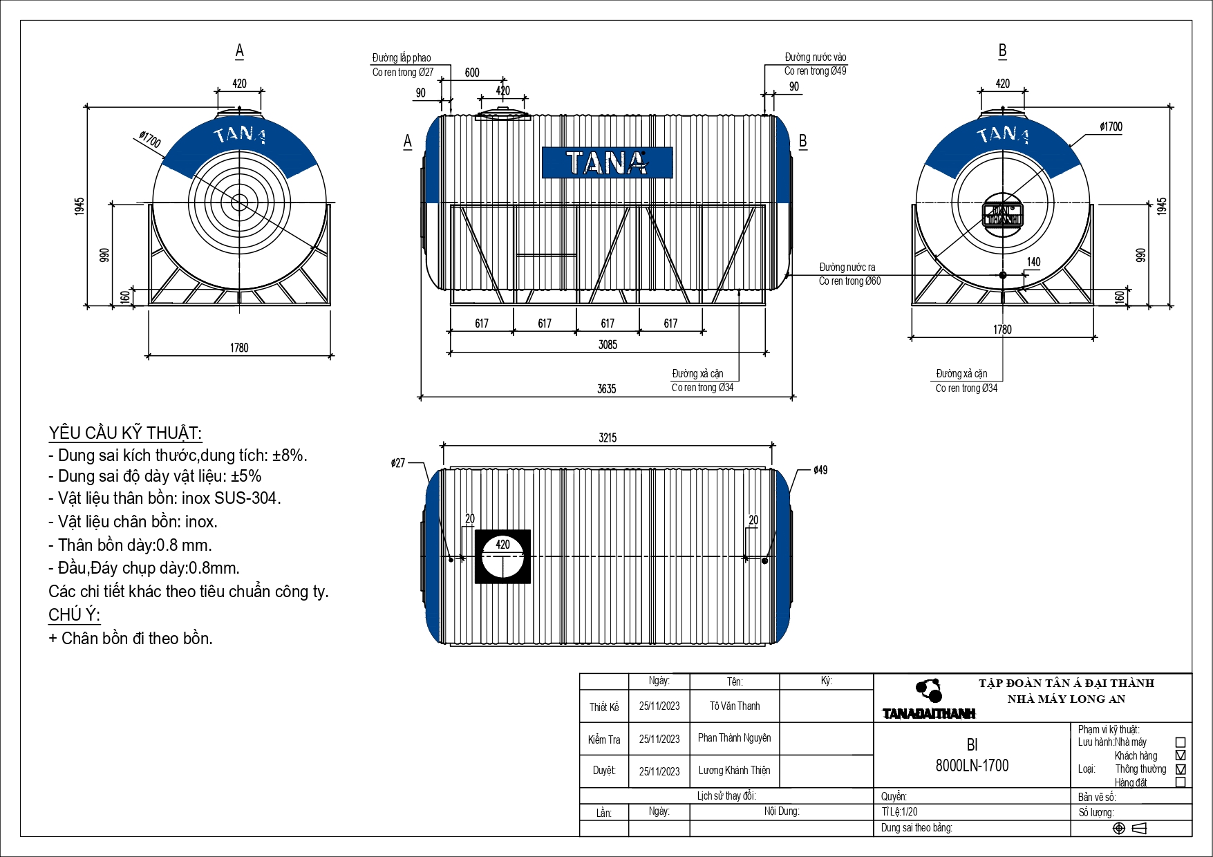 ban ve bon nuoc inox tan a 8000 lit ngang